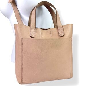 Madewell The Transport Tote Small Crossbody Shoulder Bag Pink Nude Beige Leather
